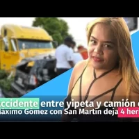 Accidente entre yipeta y camión en laMáximo Gómez con San Martín deja 4 heridos