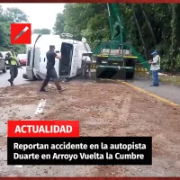 Reportan accidente en la autopista Duarte en Arroyo Vuelta la Cumbre