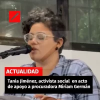 Tania Jiménez, activista social en acto de apoyo a procurador Miriam Germán