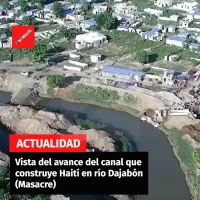 Vista del avance del canal que construye Haití en río Dajabón (Masacre)