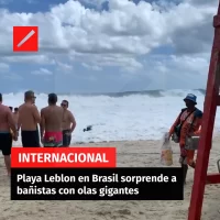 Playa Leblon en Brasil sorprende a bañistas con olas gigantes