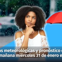 Pronóstico del tiempo para mañana miércoles 31 de enero y las alertas para las provincias en República Dominicana