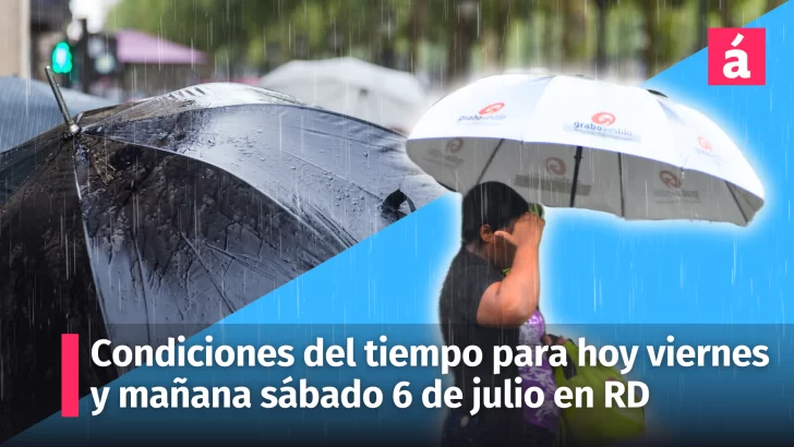 Pronóstico del tiempo para hoy viernes 5 y mañana sábado 6 de julio en la República Dominicana