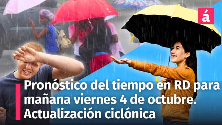 Pronóstico del tiempo para mañana viernes 4 de octubre en República Dominicana. Alertas climáticas en el Atlántico