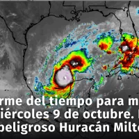 Pronóstico del tiempo para mañana martes y el miércoles 9 en República Dominicana. El huracán Milton es cat. 5 en el Golfo de México en dirección a la Florida