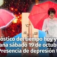 Pronóstico del tiempo en República Dominicana para hoy viernes y mañana sábado 19 de octubre. Se anuncia una depresión tropical