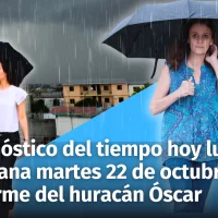 Clima para la República Dominicana: Pronóstico del tiempo de hoy lunes y mañana martes 22 de octubre con incidencia de vaguada. Informe del huracán Óscar