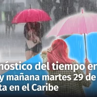 Pronóstico del tiempo en República Dominicana hoy y mañana 29 de octubre: Lluvias y tormentas eléctricas. Alerta en el Caribe con posible depresión tropical