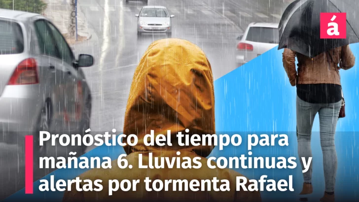 Pronóstico para República Dominicana para mañana miércoles 6 de noviembre: Lluvias continuas y alertas por tormenta Rafael; situación crítica en el Caribe