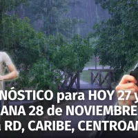 Pronóstico meteorológico actualizado para República Dominicana, el Caribe y Centroamérica (27-28 noviembre 2024)