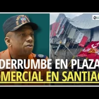 Dos heridos leves deja derrumbe en plaza comercial en construcción