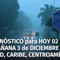 Pronóstico Meteorológico para República Dominicana hoy y mañana martes 3: Lluvias Intensas Inician Diciembre