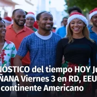 Clima en República Dominicana y resto del Continente Hoy jueves 2 y Mañana viernes 3 de enero de 2025: Sol, lluvias ligeras y temperaturas agradables en RD