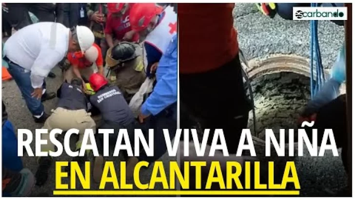 ¡Rescatan con vida a niña que cayó en alcantarilla en San Cristóbal!