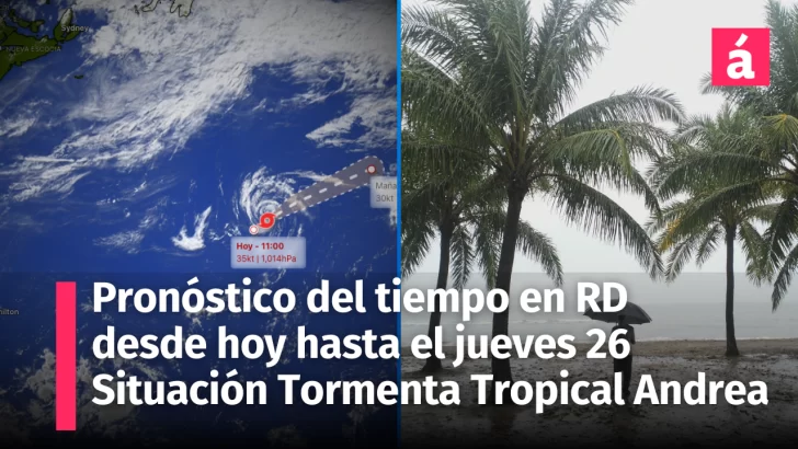 Pronóstico de la Tormenta tropical Andrea. Así estará el tiempo en República Dominicana hasta el jueves con polvo sahariano
