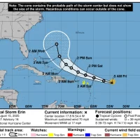 Clima en República Dominicana: Onda tropical y vaguada generarán algunas lluvias durante el día, tormenta tropical ERIN empieza a moverse hacia el oeste/noroeste se prevé que hoy se convierta en huracán