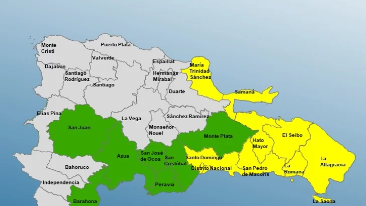 Informe del tiempo en RD: COE aumenta alertas a provincias 9 a amarilla y siete en verde por efectos de vaguada estas son las indicaciones de las autoridades
