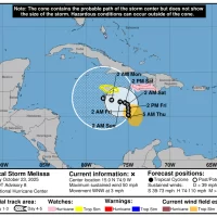 Seguimiento a Melissa: continuarán los aguaceros intensos con tormentas eléctricas y ráfagas de viento, se mantienen las alertas y avisos meteorológicos