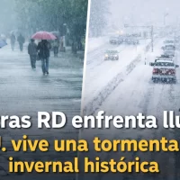 Mientras RD enfrenta lluvias, EE. UU. vive una tormenta invernal histórica. Pronóstico del tiempo para hoy, mañana y el lunes 26, 2026 en República Dominicana
