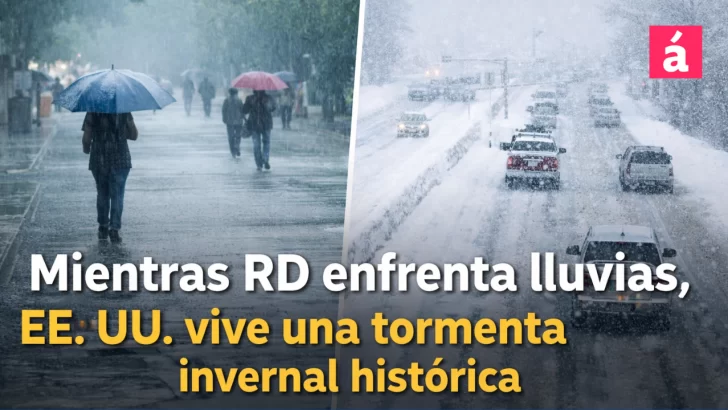 Mientras RD enfrenta lluvias, EE. UU. vive una tormenta invernal histórica. Pronóstico del tiempo para hoy, mañana y el lunes 26, 2026 en República Dominicana