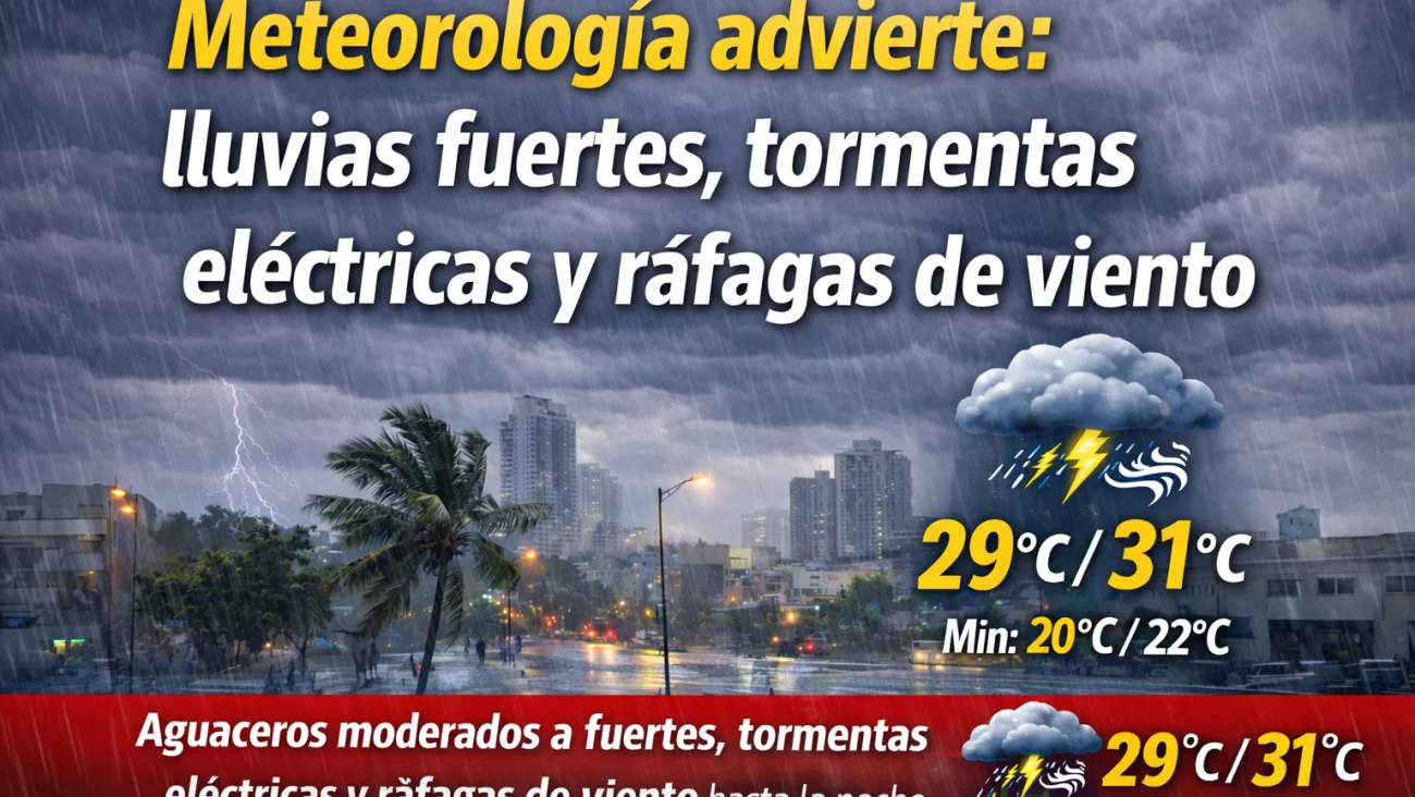 El clima para Republica Dominicana hoy: Meteorología advierte: lluvias fuertes, tormentas eléctricas y ráfagas de viento, COE mantiene alertas meteorológicas