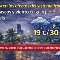 El clima para Republica Dominicana hoy: Persisten los efectos del sistema frontal: chubascos y viento en gran parte del país.