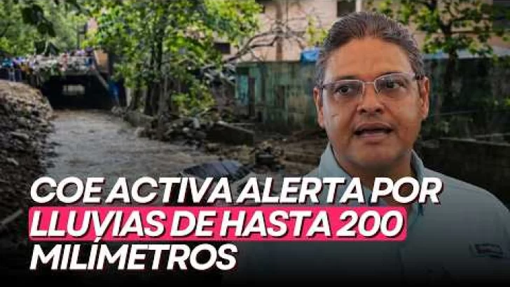 COE activa alerta por lluvias de hasta 200 milímetros