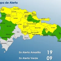 Último informe del tiempo: El COE mantiene 18 provincias y el Distrito Nacional en amarilla y 09 en verde en República Dominicana