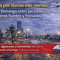 El clima para Republica Dominicana hoy: Alerta por lluvias este viernes Santo Domingo entre las zonas con aguaceros fuertes y tronadas