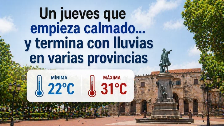 El clima para Republica Dominicana hoy: Un jueves que empieza calmado… y termina con lluvias en varias provincias