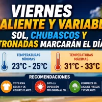 El clima para República Dominicana hoy: viernes caliente y variable sol, chubascos y tronadas marcarán el día