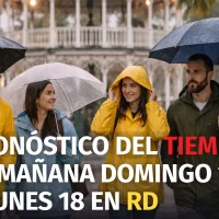 Vaguada y onda tropical aumentarán las lluvias este domingo 17 y lunes 18 en República Dominicana