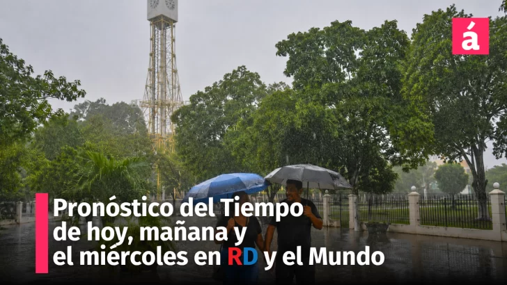 Alertas meteorológicas se mantienen para la República Dominicana por aguaceros, tronadas y ráfagas de viento. Pronóstico del tiempo de hoy mañana y el miércoles