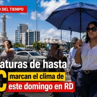 Pronóstico del tiempo en RD: altas temperaturas y lluvias aisladas este domingo, mañana y el martes