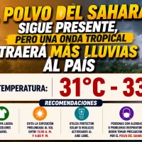El clima para Republica Dominicana hoy: El polvo del Sahara sigue presente, pero una onda tropical traerá más lluvias al país