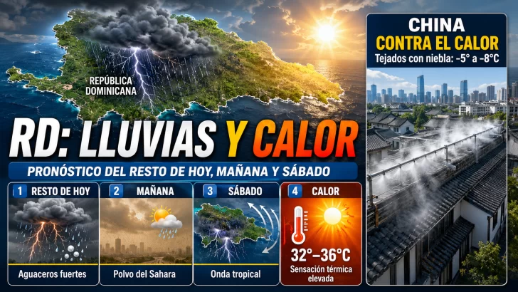 Calor, polvo del Sahara y tormentas: así seguirá el clima en República Dominicana de hoy, mañana y el sábado. Vea como China mitiga el calor