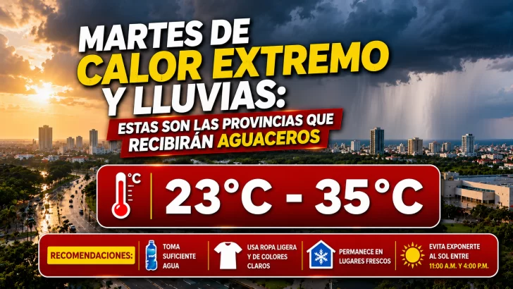 El clima hoy para Republica Dominicana: Lluvias regresan con fuerza vaguada afectará el Gran Santo Domingo y otras provincias.