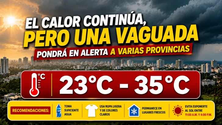 El clima hoy para Republica Dominicana: El calor continúa, pero una vaguada pondrá en alerta a varias provincias