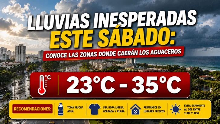 El clima hoy para Republica Dominicana: Lluvias inesperadas este sábado conoce las zonas donde caerán los aguaceros