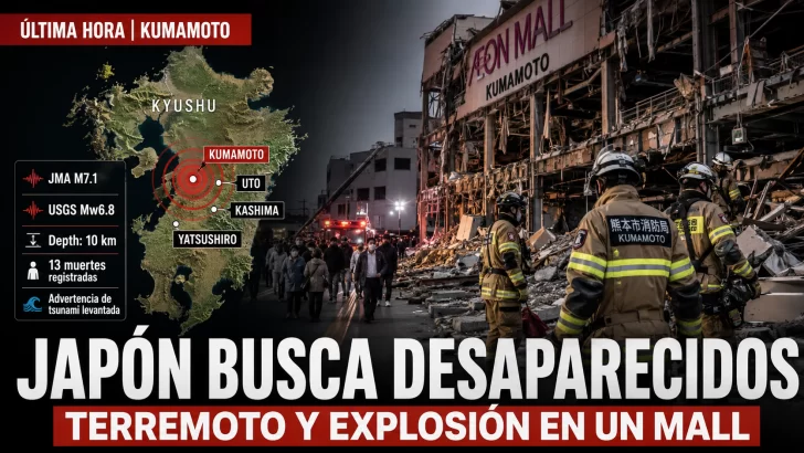 Terremoto en Japón deja 13 muertos y daños en Kumamoto