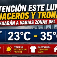 El clima de hoy y mañana para Republica Dominicana: Atención este lunes aguaceros y tronadas llegarán a varias zonas del país