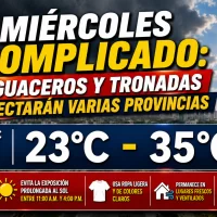 El clima hoy para Republica Dominicana: miércoles complicado, aguaceros y tronadas afectarán varias provincias