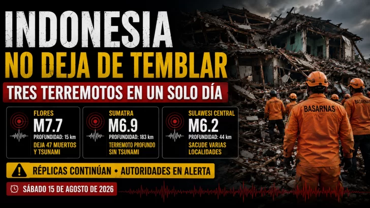 En Indonesia sigue temblando la tierra: En pocas horas registra M7.7, M6.9 y M6.2