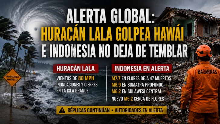 Huracán Lala golpea Hawái mientras Indonesia sigue temblando