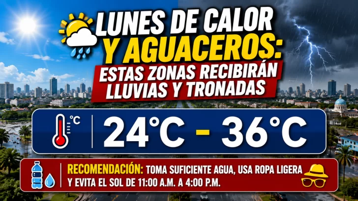 El clima hoy para Republica Dominicana: lunes de calor y aguaceros estas zonas recibirán lluvias y tronadas