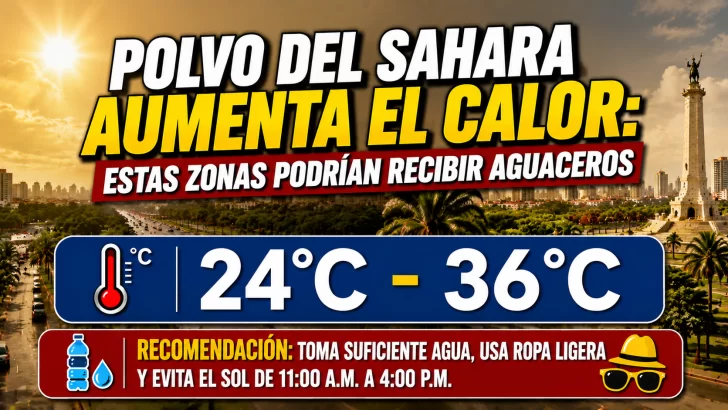 El clima hoy para Republica Dominicana: Polvo del Sahara aumenta el calor, estas zonas podrían recibir aguaceros