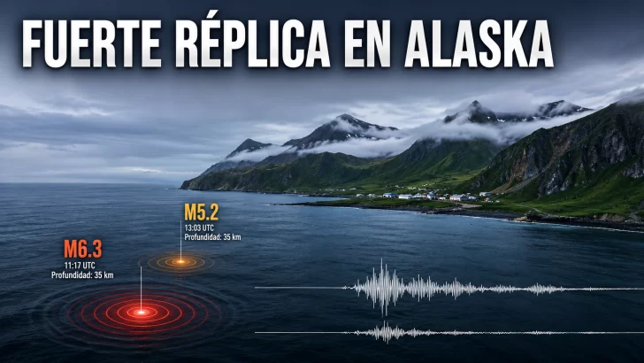 Fuerte réplica M5.2 sigue al terremoto M6.3 en Alaska
