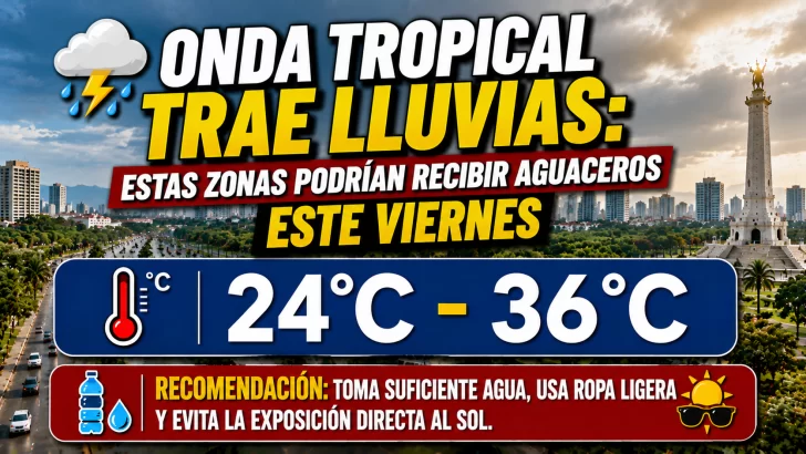 El clima hoy para Republica Dominicana: Onda tropical trae lluvias, estas zonas podrían recibir aguaceros este viernes