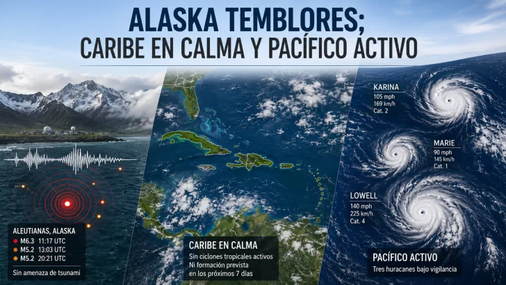 Alaska sigue temblando; Caribe en calma y Pacífico activo