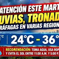 El clima hoy para Republica Dominicana: Atención este martes lluvias, tronadas y ráfagas en varias regiones